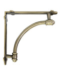 Heckin Heavy Duty Cast Iron Shelf Brackets, 2 Pack Antique Gold Wall Mounts, angled view of sturdy iron design.