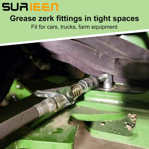SURIEEN 4-pack 90-degree grease gun coupler adapters with sleeves, metal finish, for automotive, farm, truck and industrial use