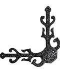Decorative Heavy Duty Antique Cast Iron Dummy Corner Door Strap Hinges with Front L Brackets Black Powder Coated