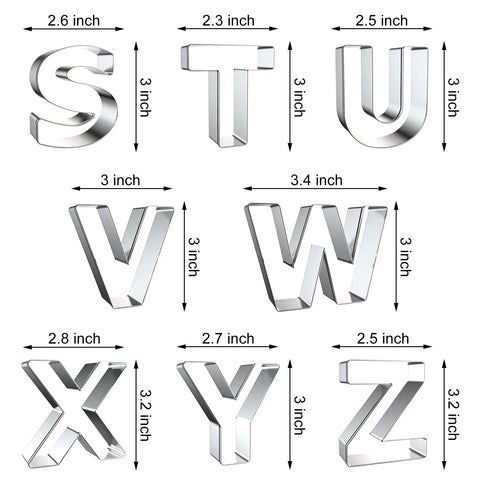 Alphabet Letter Cookie Cutter Set 26 Pcs Large 3 Inch Stainless Steel Bakeware For Fondant Biscuits Dough Molds