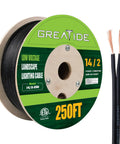 14/2 Low Voltage Landscape Lighting Wire For Outdoor Direct Burial, 250 Feet, Pure Copper Conductors, Spool View