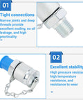 Heavy Duty Hydraulic Test Coupling Kit With Sealing Threads For Hose Fittings And Oil Measuring Tool NPT One Quarter Inch Built To Last Adapter Set For Pneumatic And Hydraulic Systems, carbon steel close-up