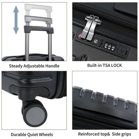 Hard Shell Carry On Luggage With Spinner Wheels Expandable 21 Inch Cabin Suitcase Airline Approved Built In TSA Lock details