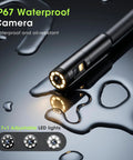 Triple Lens Endoscope For Auto And Home Repairs Engine Drain Inspection HD Waterproof Camera With IP67 Rating Great For Plumbing HVAC And DIY Diagnostics Pro Grade Sewer And Drain Inspection Tool, close-up of black waterproof camera