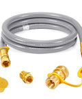 Six Foot Natural Gas Hose With Quick Connect Fitting For Grills Generators Patio Heaters And More Low Pressure One Half Inch Inner Diameter CSA Certified Flexible And Durable Gas Line For Outdoor Appliances
