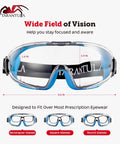 OTG Safety Goggles Over Glasses With Anti Fog And Anti Scratch UV380 Lenses, ANSI Z87.1 Plus High Impact Eye Protection