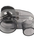 Solid 52Mm Cnc Router Dust Shoe With Crystal Clear Nylon Boot And Quick Attach 38Mm Hose Port, showing transparent design and brush for efficient suction.