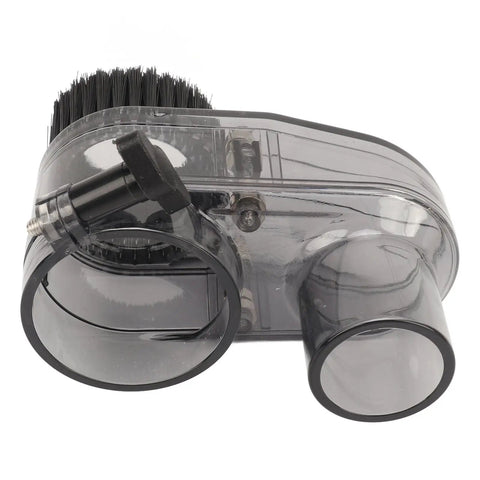 Solid 52Mm Cnc Router Dust Shoe With Crystal Clear Nylon Boot And Quick Attach 38Mm Hose Port, showing transparent design and brush for efficient suction.