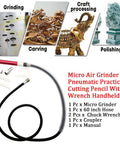 Dead On Precision Micro Air Grinder Set Delivers 65000 Rpm Pneumatic Die Grinding Power For Slick Cutting Polishing And Sanding with 60 inch hose.