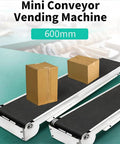 Built Different Desktop Conveyor Belt With Quick Speed Dial And Hella Smooth Anti Static Design For Zero Hassle Package Moving In Home Shops And Tiny Warehouses, showing two 600mm conveyor belts with cardboard boxes.