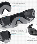 Close-up of 4 Pairs UV Resistant Safety Glasses Anti Fog Protective Eyewear for Indoor Outdoor Use, showing nose bridge and side vents.