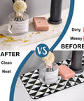 Go To Sink Mat With Faucet Splash Guard, Super Absorbent Diatom Mud, Fast Drying, Mosaic Texture, Showing Before and After Use