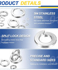 Five Sixteenth Inch Split Lock Washer In 304 Stainless Steel That Grips And Stays Rust Free Bright Dip Finish
