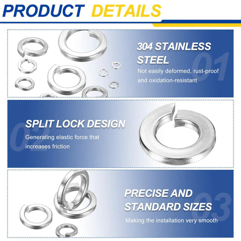 Five Sixteenth Inch Split Lock Washer In 304 Stainless Steel That Grips And Stays Rust Free Bright Dip Finish