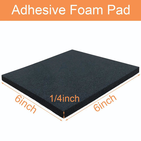 Eight Pack Six Inch Square Neoprene Foam Pads One Quarter Inch Thick Self Adhesive Anti Slip Anti Vibration Cushions shown close-up
