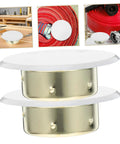 Four Pack Heavy Duty Metal Fire Sprinkler Nozzle Cover Plates in white and gold for concealed automatic sprinkler systems.