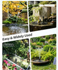 Sun Powered Pond Filter With Fountain Pump Kit 4W Solar Water Pump Nozzles And PVC Tubing For Bird Bath Water Garden Fish Tank And Cool Backyard Decor in various garden settings.