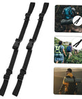 2 Pack Heavy Duty Tie Down Straps With Quick Release Buckles for easy lashing of cargo, shown with hiking gear use
