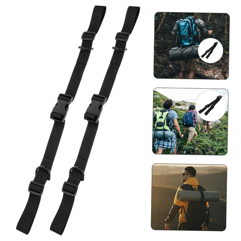 2 Pack Heavy Duty Tie Down Straps With Quick Release Buckles for easy lashing of cargo, shown with hiking gear use
