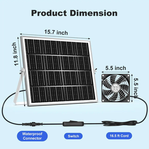 Five Point Five Inch Solar Chicken Coop Fans Kit 3 Pack 30W Solar Exhaust And Intake Fans For Greenhouses Outdoor Sheds Dog Houses Waterproof Ventilation Air Circulation And Cooling