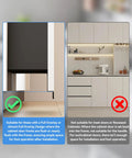 Diagram comparing suitability of Foot Pull For Trash Cabinet Drawer With Touchless Hands Free Operation For Full Overlay Doors Black Finish.