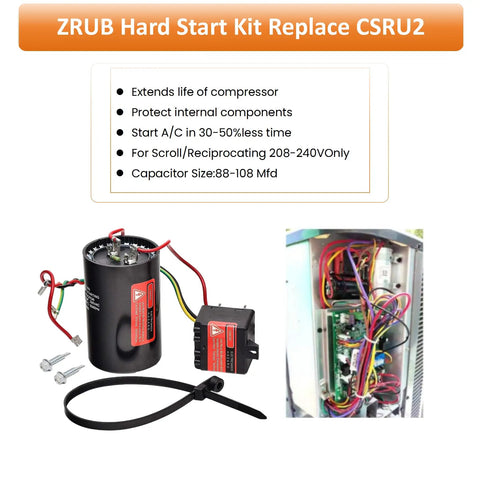 Hard Start Capacitor Kit For 3.5 To 5 Ton AC Units Replaces CSR U2 Compressor Saver Start Assist UL Certified