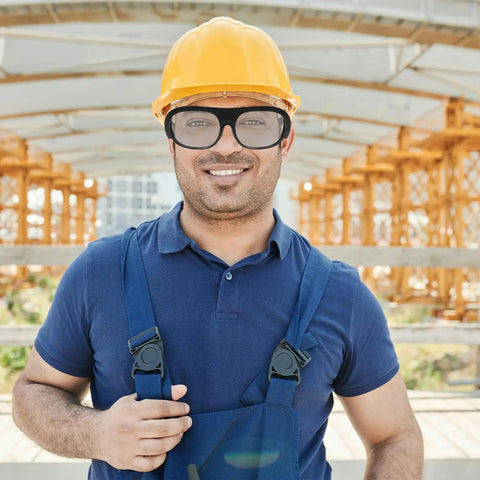 Professional Grade Welding Safety Glasses With Flip Up Lens For Argon Arc And Metalworking 6 Pack Tough As Nails Eye Protection on worker.