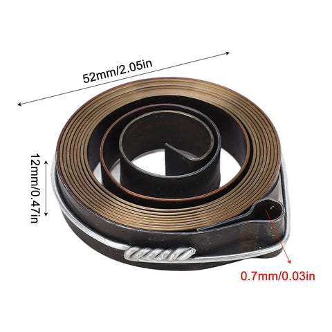 Drill Press Quill Return Spring Set, 52mm chromed steel coil spring with dimensions, 2 Pack, for milling machines.