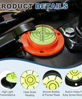 Nexarelle 6pcs Round Bubble Level D:48.9mm, H:12mm Black Green with clear scale and built-in holes for mounting.