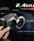 Remote control features for 4WD Drift RC Car With 2.4GHz Remote And Dual Battery Setup showcasing speed, light, and steering options.