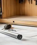 Close-up of metal chair leg tube with attached 20 Pack Round Chair Leg Caps With M8 Thread on marble floor.