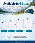 4 sizes of the Foldable Water Container With Spigot For Camping And Travel 3 Liter Accordion Water Jug with Handle Leakproof Spout