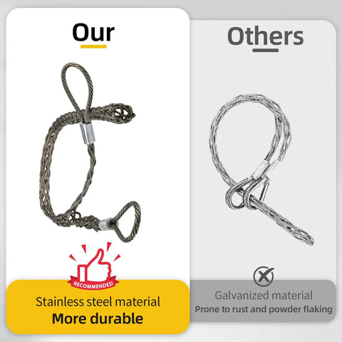Double Head Stainless Steel Cable Puller With Mesh Grip comparison to others, showing durability and rust resistance