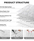 Peel And Stick Backsplash PVC Wall Tiles For Kitchen White Marble With Metal Silver Finish 10 Sheets Easy Install diagram
