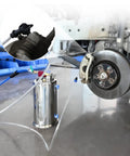 6L Pneumatic Oil Extractor Pump For Auto Maintenance, Stainless Steel Fluid Evacuator with hoses attached to a brake rotor