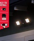 Wireless Battery Operated Outdoor LED Flood Light Two Head Security Spotlight With 800 Lumens No Wiring Required mounted on wall