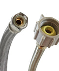 Braided Stainless Steel Toilet Connector 16 Inch Length With 3/8 Inch Compression To 7/8 Inch Ballcock Female Threads