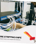 Heavy Duty Wire Stripper With Thick Insulated Handles Top Shelf Electrical Wire Cutter And Precision Stripping Tool Universal Pro Powerhouse For Tradesmen in use on cables.