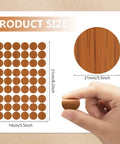 Massive 864 Piece Wood Grain Screw Hole Covers Set 0.83 Inch Waterproof PVC Caps shown with size dimensions