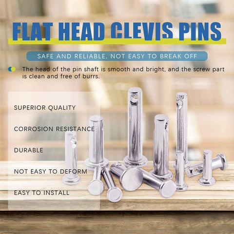 96-Piece Stainless Steel Clevis Pin Assortment Kit With Flat Head Single Hole Pins 304 Grade 12 Sizes From M3 To M5 showcase