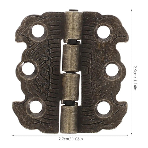 Vintage Zinc Alloy Mini Butterfly Hinges 20pcs With 90 Degree Folding Dope Bronze Engraved Scalloped Turtle Shell Pattern
