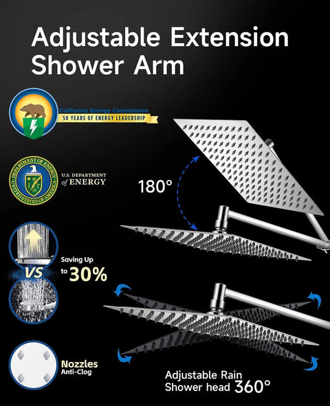Heavy Duty Ten Inch Square Rainfall Shower Head With Slick Handheld Combo Pumping Out Kickin High Pressure Flow In A Rust Proof Stainless Frame For A Straight Up Luxe Bathroom Upgrade