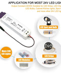 Ultimate 24V LED Dimmer Driver 50W with 0-100 Percent Dimming Triac ELV MLV for LED strips and cabinet lighting, product display