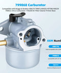 Side view of Carburetor With Air Filter Cleaner And Primer Base Fits Briggs And Stratton 498170 799872 694202