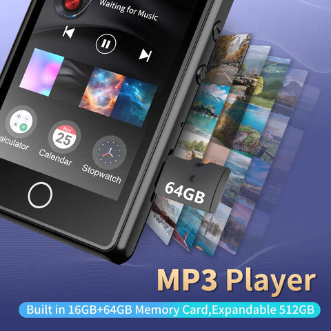 Kids Bluetooth MP3 Player With 80GB Memory, Portable HiFi Sound, MP3 And MP4 Support, Built-In Speaker, FM Radio, Voice Recorder
