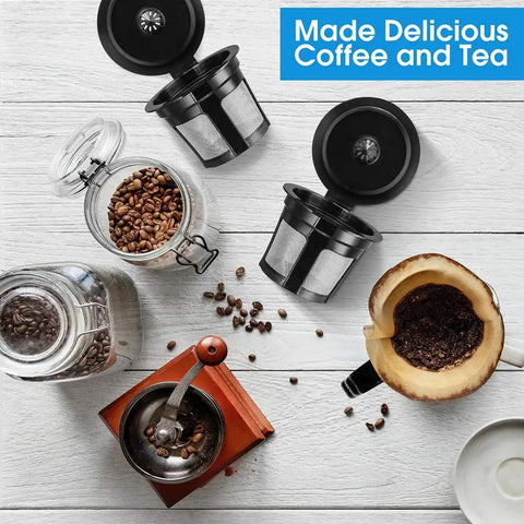 Top view of Universal Fit Reusable Coffee Filters with food grade stainless steel mesh for K Cup brewers 1.0 and 2.0