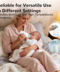 Mother feeding baby using Knock Out Wide Neck Glass Breastmilk Bottles Two Pack With Secure Screw Ring And Removable Marking Lid Bpa Free.