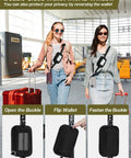 Two women using Clip And Go Phone Lanyard With Wallet Crossbody Strap Detachable RFID Wristlet Wallet With ID Window inside airport.