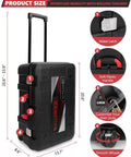 Ultimate 286 Piece Home And Auto Repair Tool Set With Rolling Toolbox showing handles, latches, locks, and wheels, 13.7x8.6in