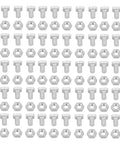 Heavy Duty Aluminum Greenhouse Hardware Kit With 50 M6x12 Bolts And 50 M6 Nuts For Quick Assembly And Reliable Repairs, rust-resistant bolts and nuts laid out in rows